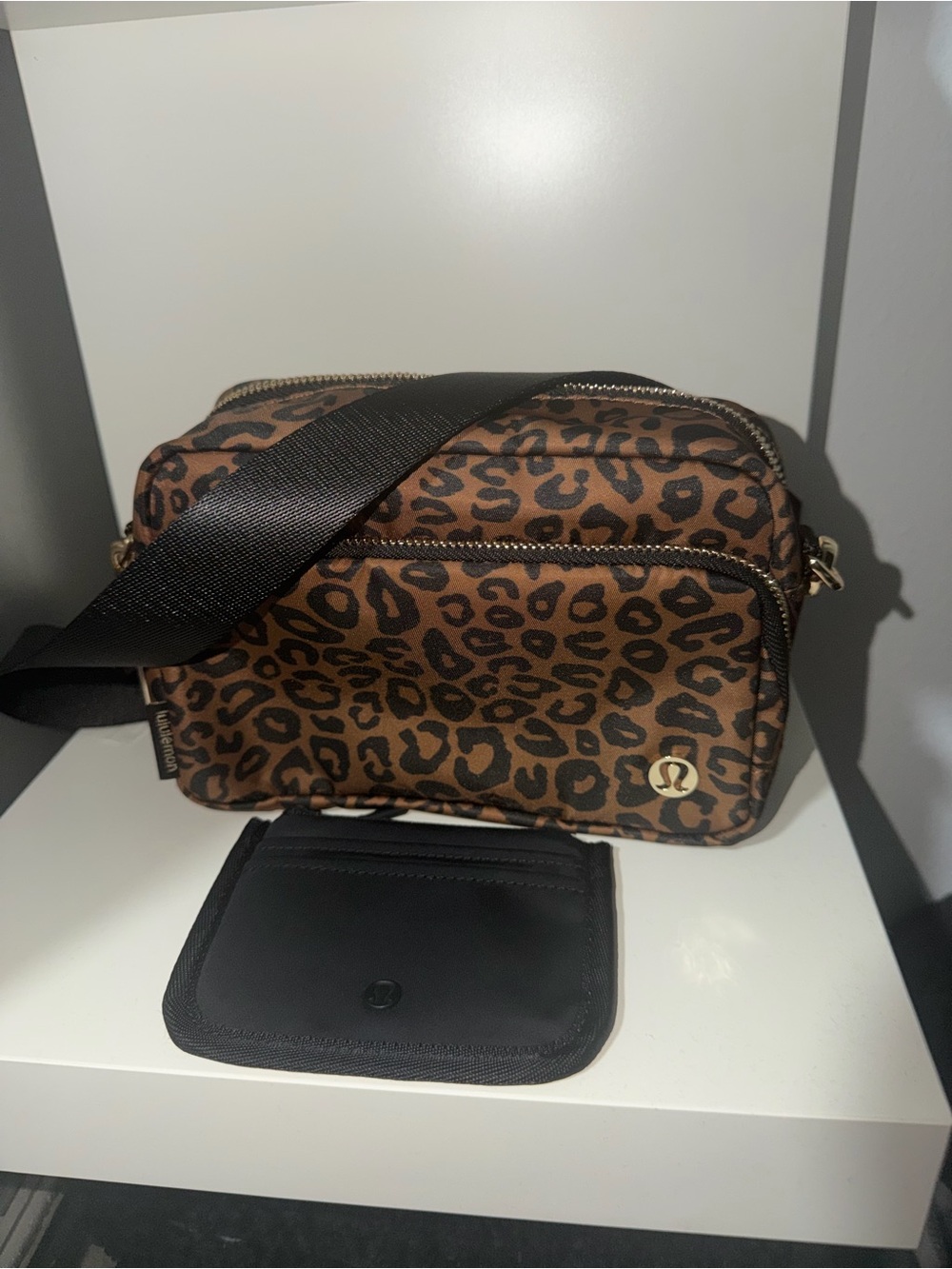 Lululemon Brown Leopard Print Crossbody Belt Bag & Wallet